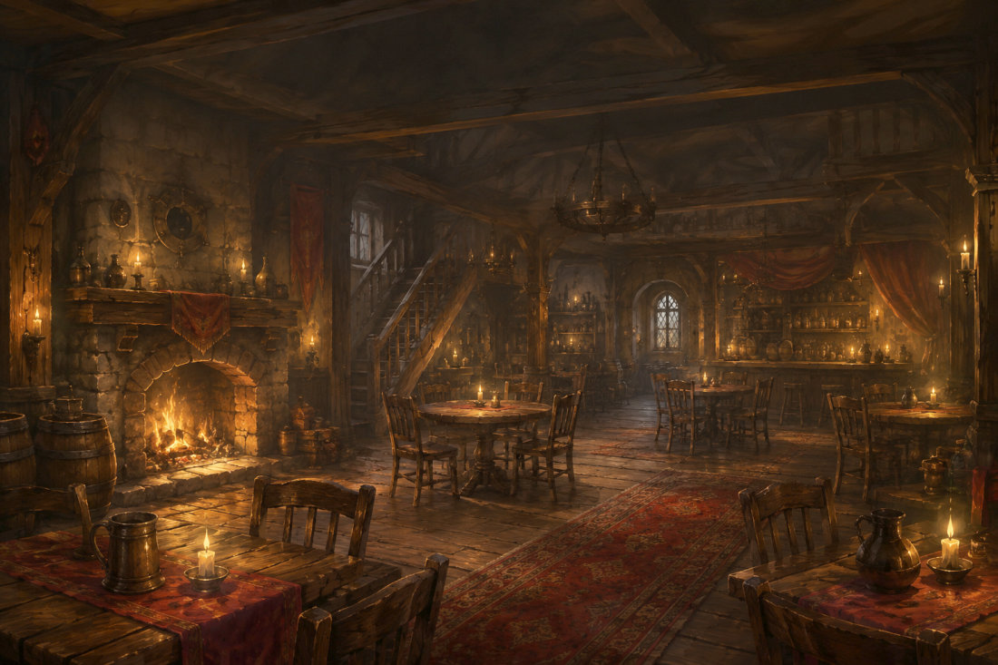 A cosy candlelit tavern